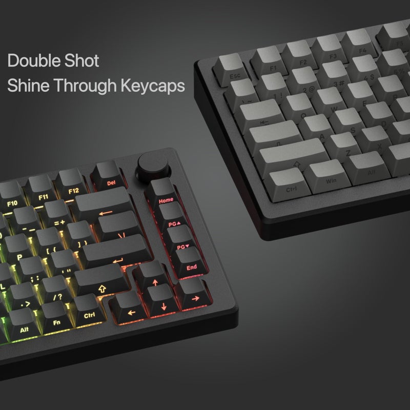 dagaladoo Double Shot PBT keycaps for Mechanical Keyboard,Shine Through keycap Cherry Profile,Gradient Grey,Side Printed Keyboard caps for Mechanical Gaming Keyboards(121key,only keycaps) - Image 4