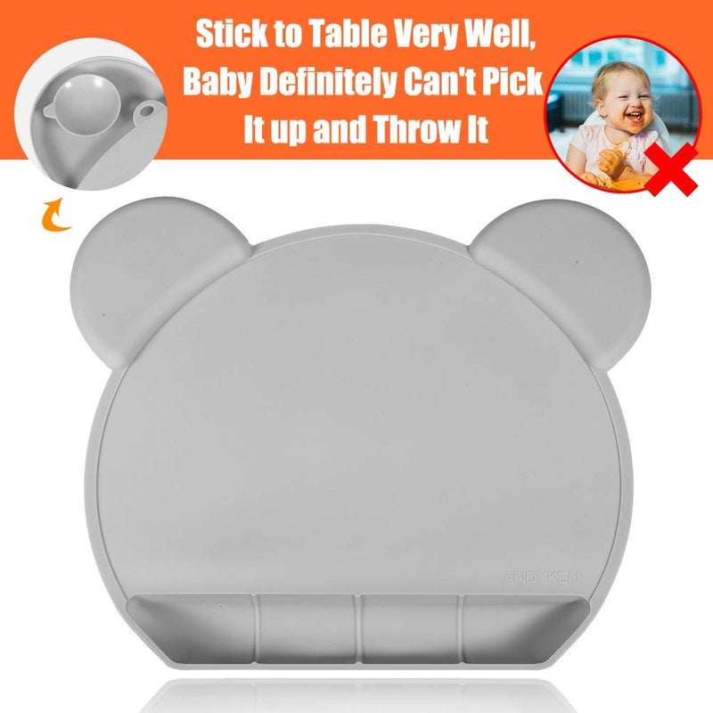 Andyken Food Catching Baby Placemat with Suction - Non-Slip Placemats for Kids with Strong Suction Silicone Placemats Suction Babies Toddlers Tiny Diner Placemat Roll Up Non Slip Washable Baby Restaurant Mat - Image 5