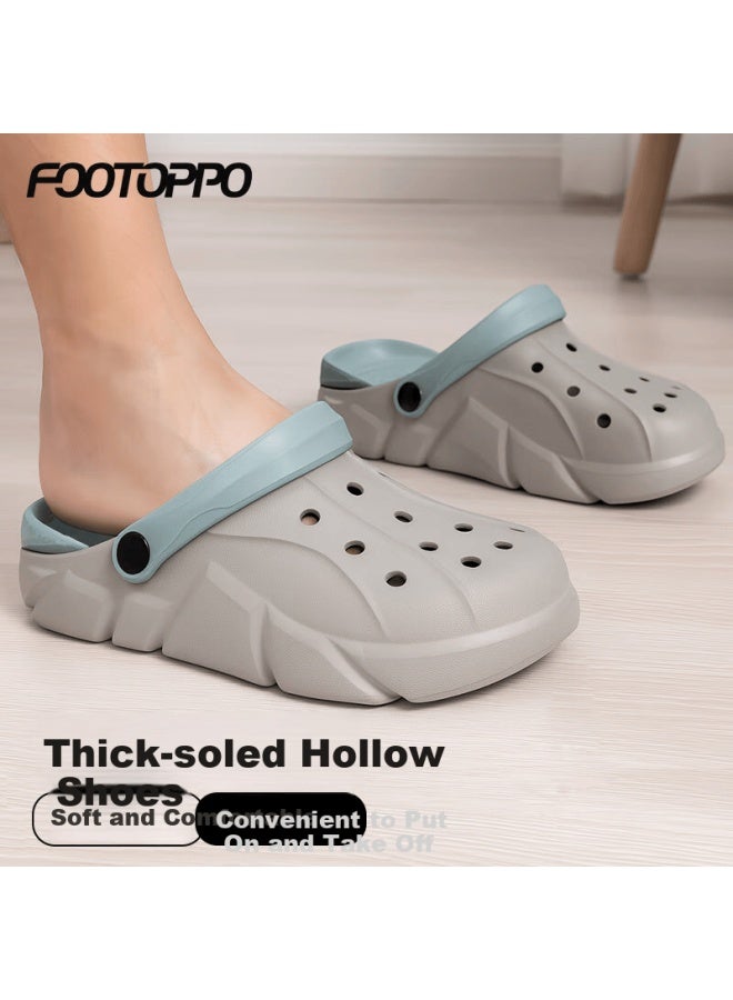 Footoppo Thick-soled Perforated Shoes For Men, Summer Outdoor Beach Slippers, Comfortable Cushioning Sandals For Men, Non-slip And Odor-resistant Bubble Sandals - Image 1