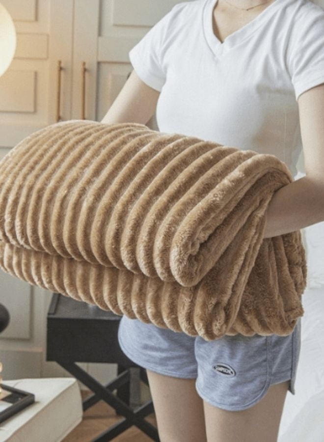 LUNA Home Throw Striped Blanket Super Soft, Brown Color. - Image 2