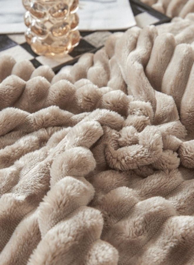 LUNA Home Throw Striped Blanket Super Soft, Brown Color. - Image 3