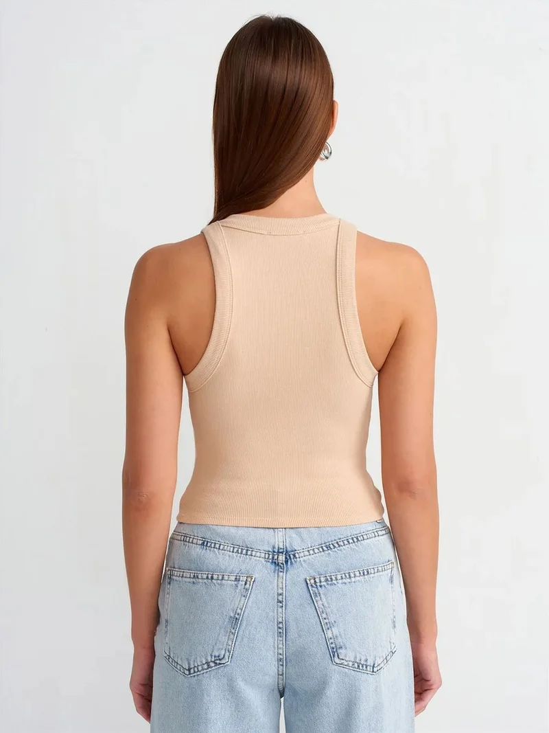 ديلفين Dilvin Ribbed Cotton Crop Top