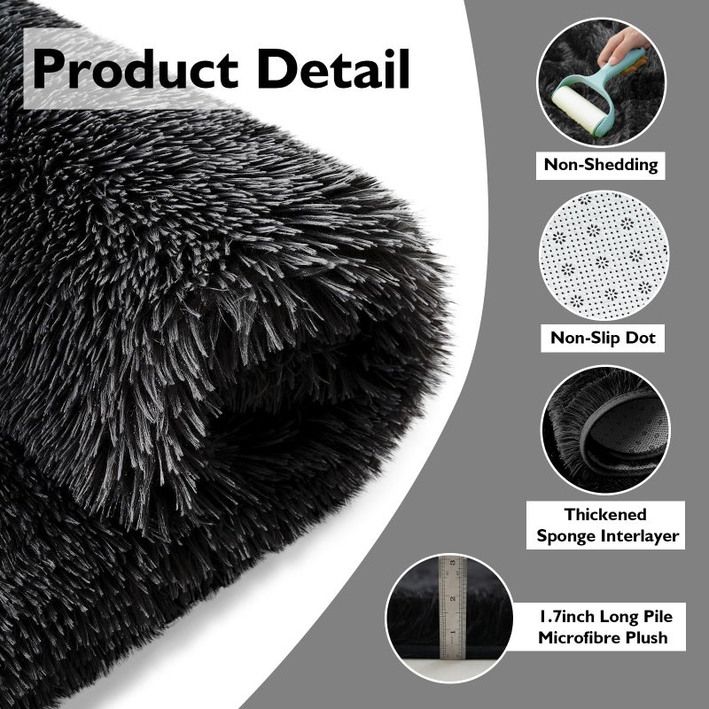 yulidayang 8x10 Fluffy Area Rugs for Living Room,Shag Area Rug for Bedroom,Black Soft Fuzzy Rug Non-Shedding Indoor Plush Carpet for Kids Bedroom Nursery Home Decor - Image 3