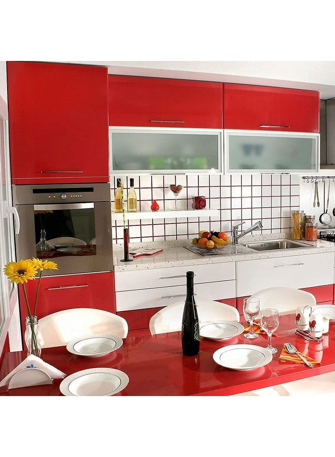 صن بيرد ورق حائط أحمر صلب قابل للتقشير والعصا، ورق حائط أحمر لاصق ديكور ذاتي اللصق وقابل للإزالة، ورق حائط سميك مقاوم للماء للخزانات والأدراج ومكتب خزانة الملابس (18 × 60 بوصة أحمر) - Image 5