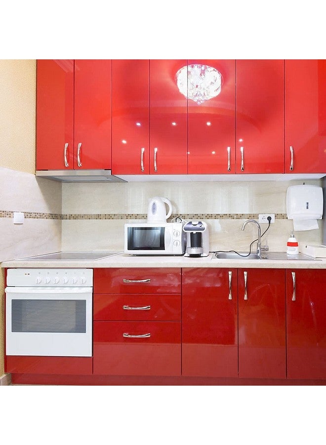 صن بيرد ورق حائط أحمر صلب قابل للتقشير والعصا، ورق حائط أحمر لاصق ديكور ذاتي اللصق وقابل للإزالة، ورق حائط سميك مقاوم للماء للخزانات والأدراج ومكتب خزانة الملابس (18 × 60 بوصة أحمر) - Image 2