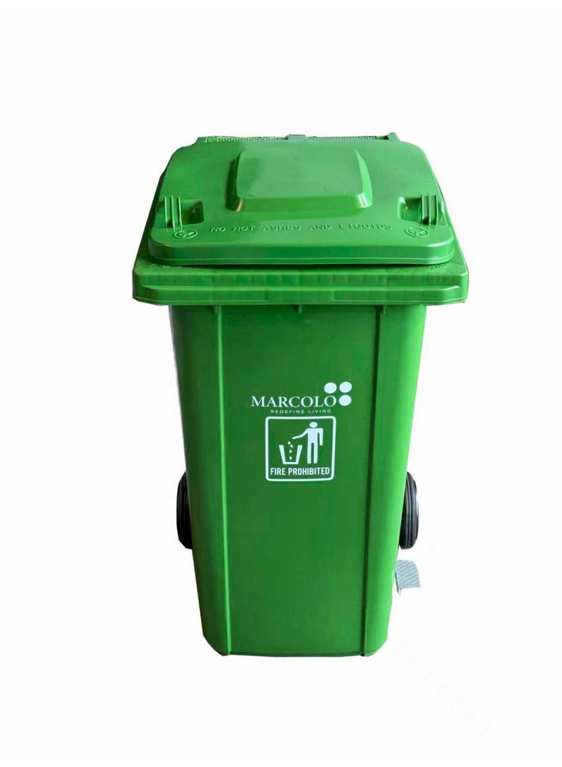 Marcolo 240L Wheelie Bin with Pedal | Durable & Weather-Resistant Waste Bin with Wheels – Easy to Use for Home, Office & Outdoor (Green) - Image 1