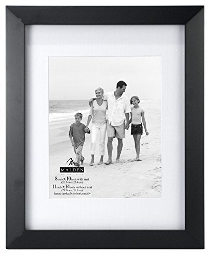 Malden International Designs Berkeley Matted Black Wood Picture Frame, 8x10/11x14, Black - Image 1