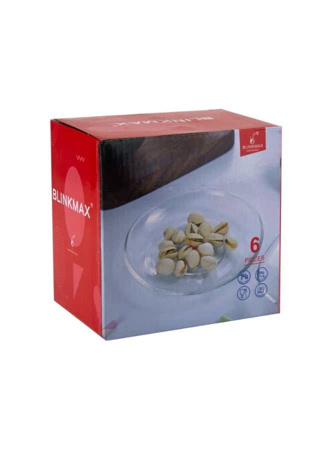 Blinkmax Set of 6 small clear glass plates - Image 1