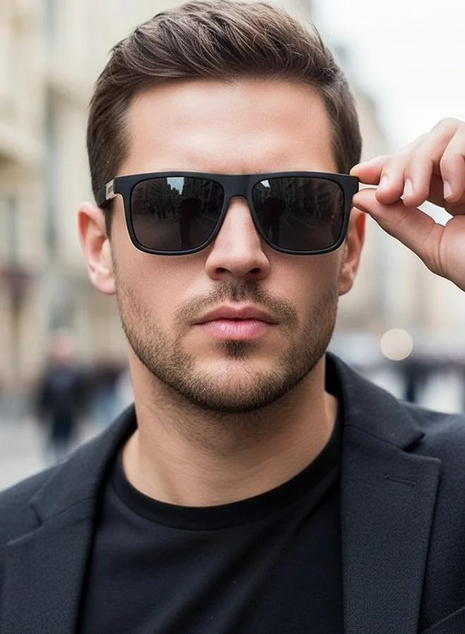 Take Two Men Black Square Frame Sunglasses