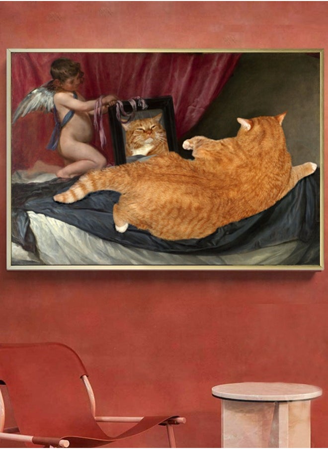 Generic - Venus cat decoration painting in front of mirror retro art poster bedroom living room dining room home decor painting - Image 1