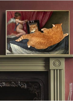 Venus cat decoration painting in front of mirror retro art poster bedroom living room dining room home decor painting