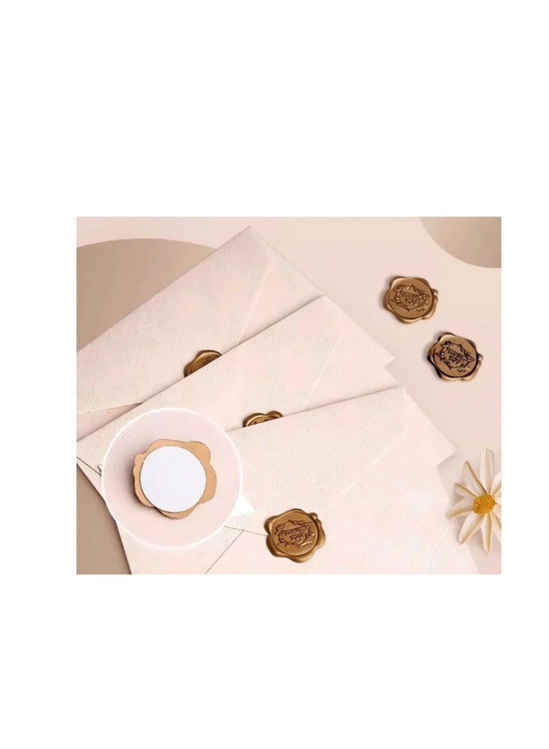 مجموعة من الملفات المكتوبة والمنسوجة مع 6 مظروف منسوجة ، 20 قطعة من ورق كرافت و 6 ملصقات ختم الشمع لكتابة الرسائل ، حفلات الزفاف ، الدعوات ، مراسم التخرج (البيج) - Image 4