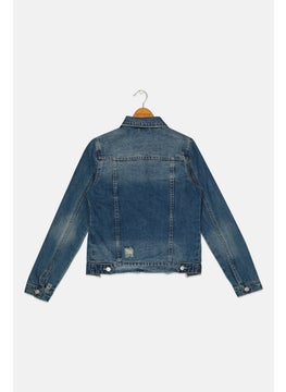 Joe's Kids Girl Washed Denim Jacket, Blue  - Image 2