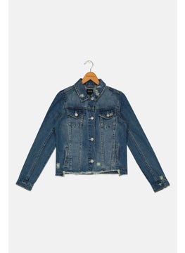 Joe's Kids Girl Washed Denim Jacket, Blue  - Image 1