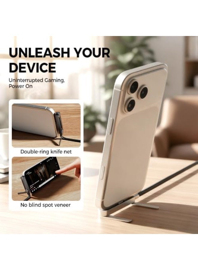 كيورو كابل شحن سريع بقوة 65 واط مزود بقاعدة مدمجة للهاتف، كابل USB-C قابل للطي مع تصميم متين بزاوية 90 درجة، كابل شاحن متعدد الوظائف من نوع C إلى نوع C (قطعة واحدة). - Image 3