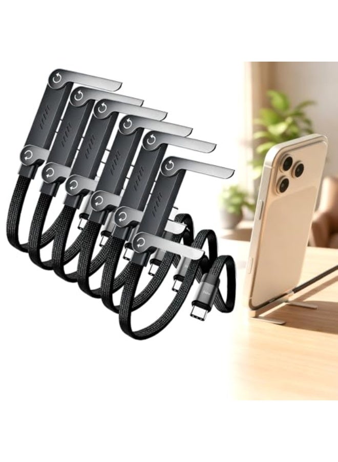 كيورو كابل شحن سريع بقوة 65 واط مزود بقاعدة مدمجة للهاتف، كابل USB-C قابل للطي مع تصميم متين بزاوية 90 درجة، كابل شاحن متعدد الوظائف من نوع C إلى نوع C (قطعة واحدة). - Image 5