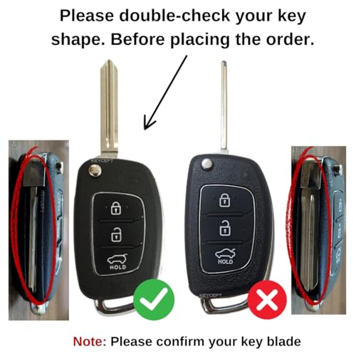 KEYCEPT Tristar Key Cover for Hyun-dai Aura | Venue | Creta | Exter | i20 Active| Grand i10 Nios | Xcent 3B Flip Key. (Black) - Image 2
