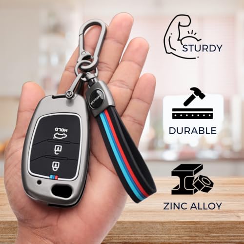 KEYCEPT Tristar Key Cover for Hyun-dai Aura | Venue | Creta | Exter | i20 Active| Grand i10 Nios | Xcent 3B Flip Key. (Black) - Image 4