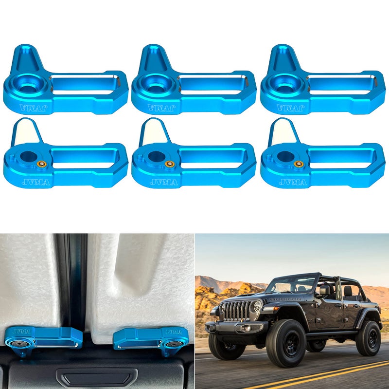 JVMA Freedom Panel Latch Hardtop Roof Removal Handle for Jeep Wrangler JL JLU 20182024 2025 and Jeep Gladiator JT Aluminum Blue Interior Accessories 6 Pack