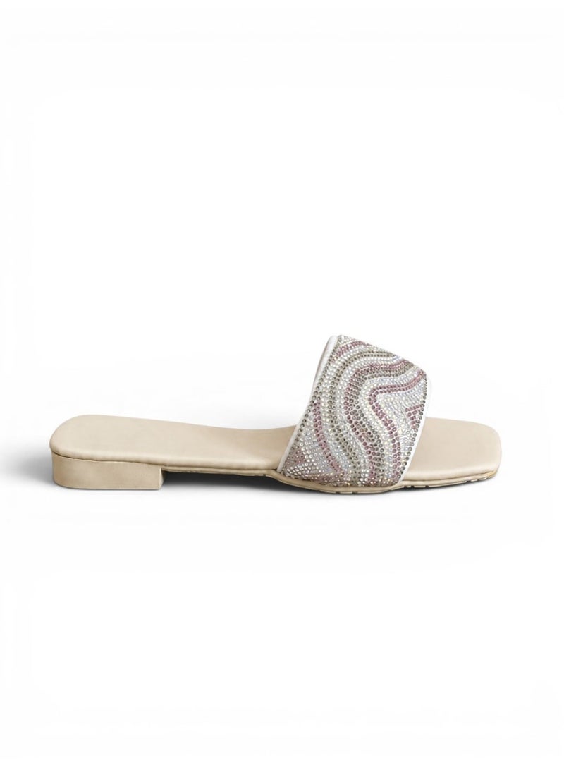 LIFESTYLISH Slipper Flat Diamond Distinctive SL-227 - Beige - Image 2