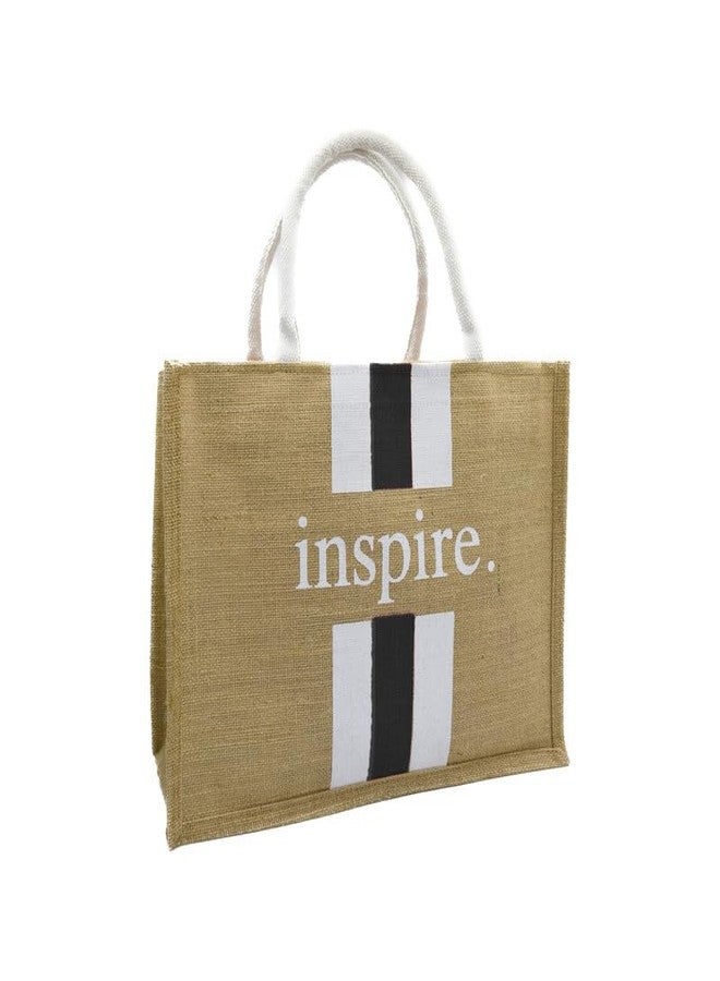 JUTEKA Printed Jute Bag for Lunch, Office, Grocery, Picnic, Tiffin, Shopping, Gift Hand Bag with padded cotton handles - Image 3