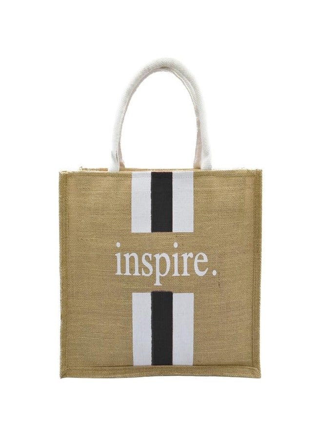 JUTEKA Printed Jute Bag for Lunch, Office, Grocery, Picnic, Tiffin, Shopping, Gift Hand Bag with padded cotton handles - Image 2