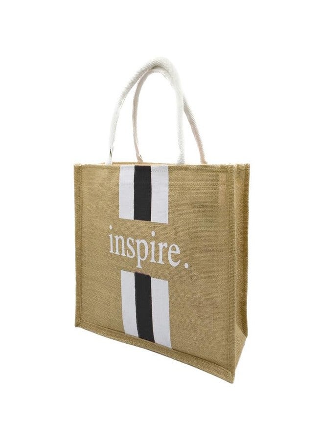 JUTEKA Printed Jute Bag for Lunch, Office, Grocery, Picnic, Tiffin, Shopping, Gift Hand Bag with padded cotton handles - Image 1