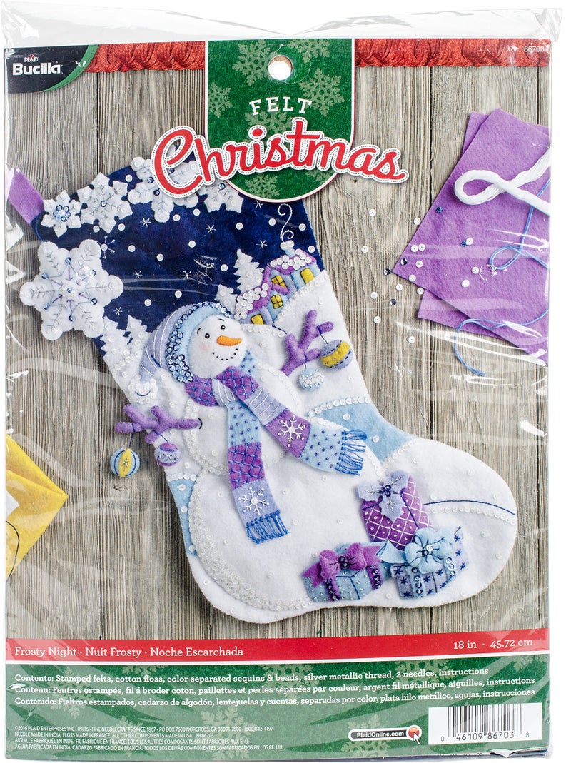 Bucilla Bucilla Felt Applique Stocking Kit 18Inch Frosty Night 