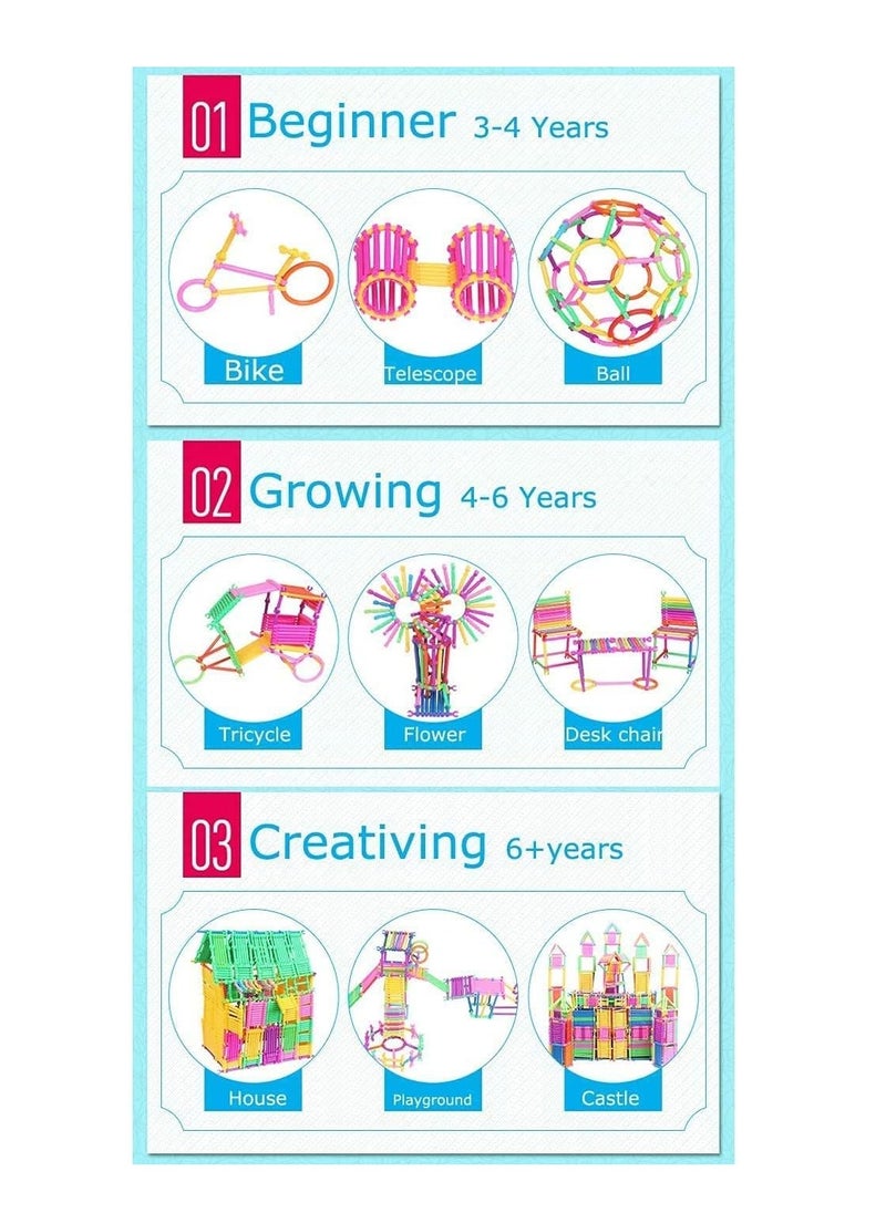 500 PCS Building Toy Building Blocks Bars Different Shape Educational Construction Engineering Set 3D Puzzle Interlocking Creative Connecting Kit Building Construction Toys A Great STEM Toy  - Image 5