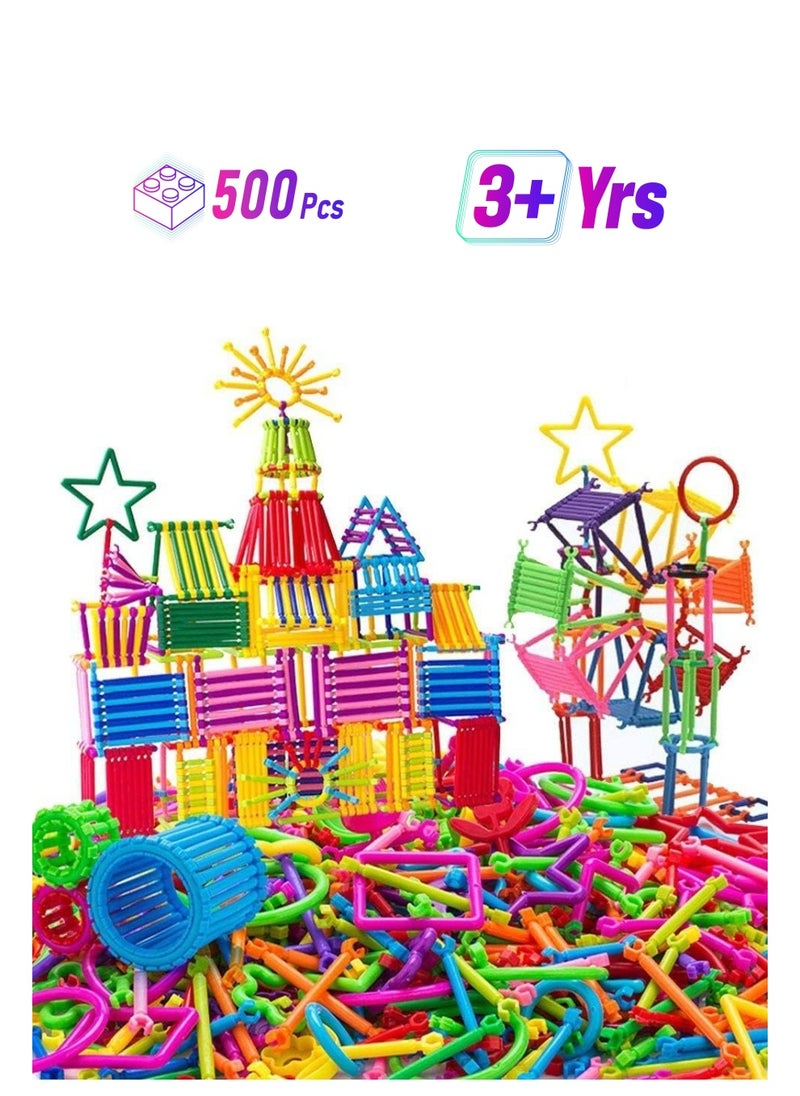 500 PCS Building Toy Building Blocks Bars Different Shape Educational Construction Engineering Set 3D Puzzle Interlocking Creative Connecting Kit Building Construction Toys A Great STEM Toy  - Image 1