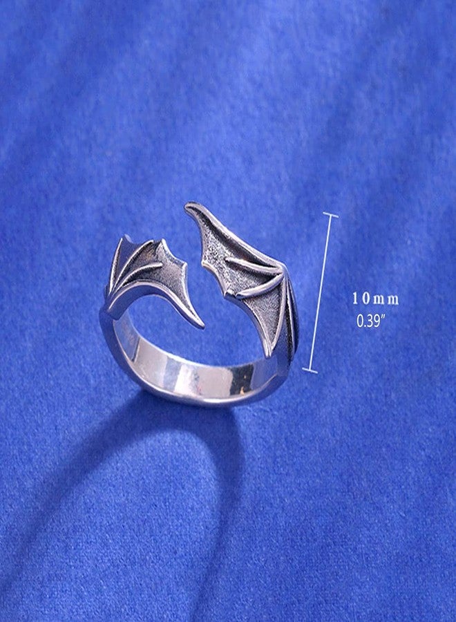 JAGTRADE Ring 2x Classic Simple Angel Demon Wing Couple Rings Set Ins Retro for Creative Opening Adjustable Ring For Teen Girls - Image 2