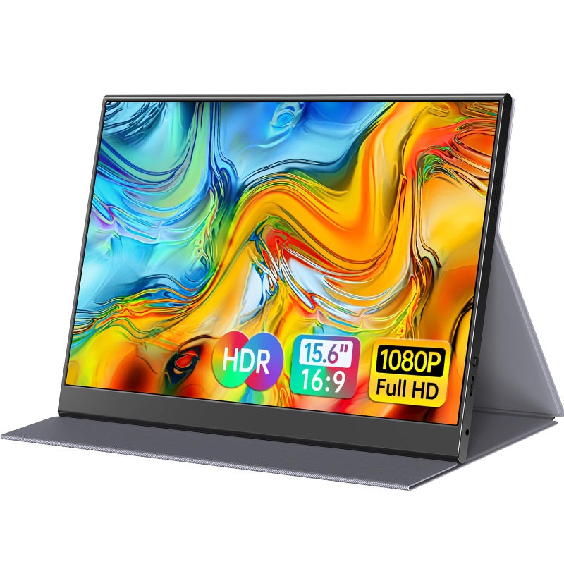 ForHelp 15.6inch Portable Monitor,1080P USB-C HDMI Second External Monitor for Laptop,PC,Mac Phone,PS,Xbox,Swich,IPS Ultra-Thin Zero Frame Gaming Display/Premium Smart Cover - Image 1
