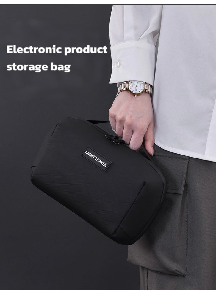 Large Capacity Electronics Organizer Pouch, 180° Full Open Tech Gear Carry Case with Multiple Compartments for Power Bank, Cables, Charger, Mouse, Travel Storage Bag - Image 1