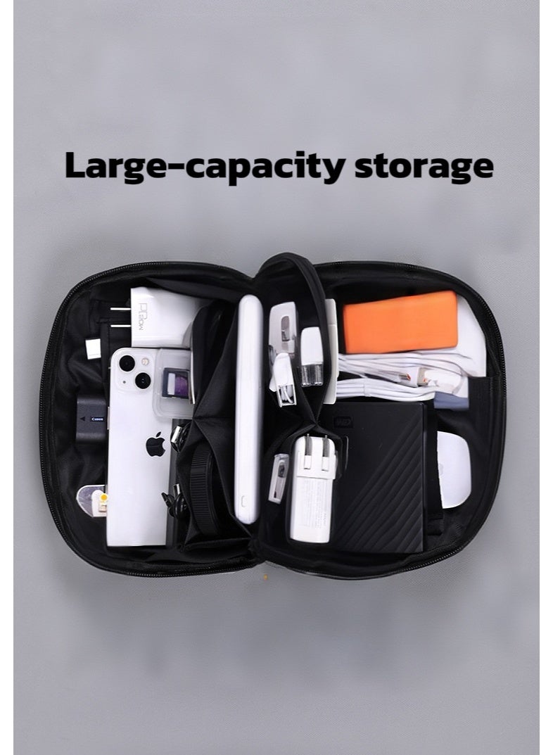 Large Capacity Electronics Organizer Pouch, 180° Full Open Tech Gear Carry Case with Multiple Compartments for Power Bank, Cables, Charger, Mouse, Travel Storage Bag - Image 2