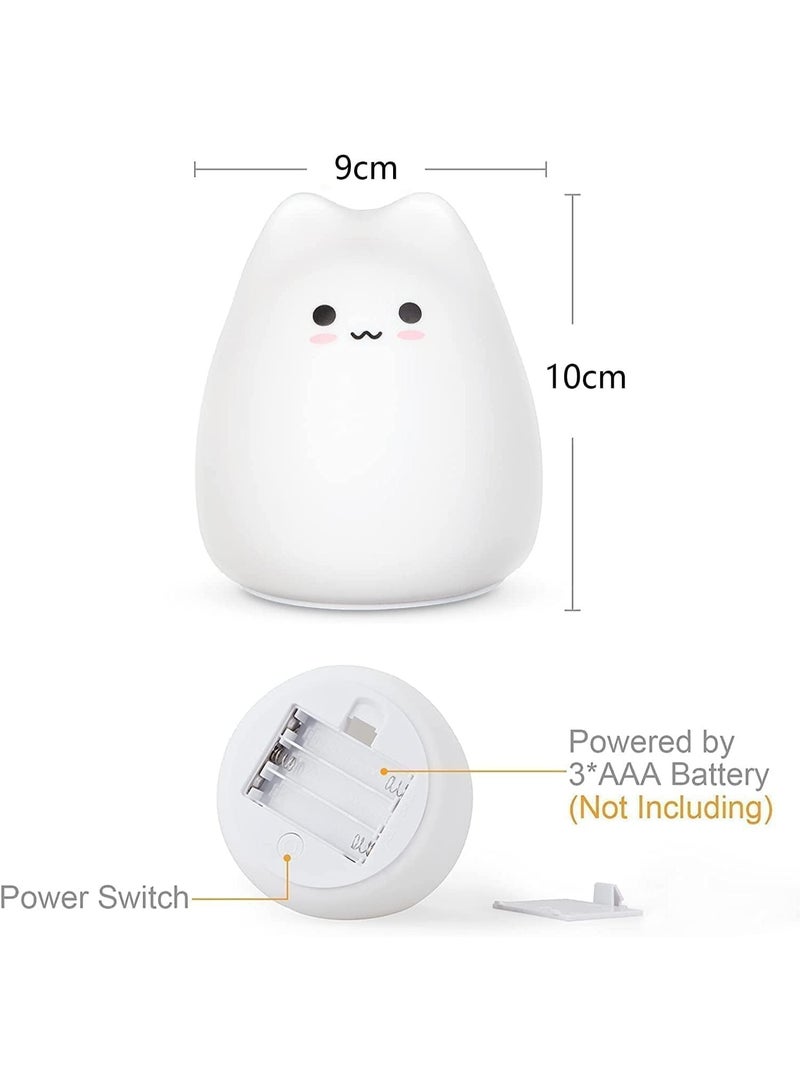Cute Cat Night Light for Kids, Color Changing Silicone LED Night Lamp, Soft Touch Baby Nightlight with 7 Colors, Battery Operated Portable Light for Bedroom, Birthday Gift for Girls Boys - Image 2