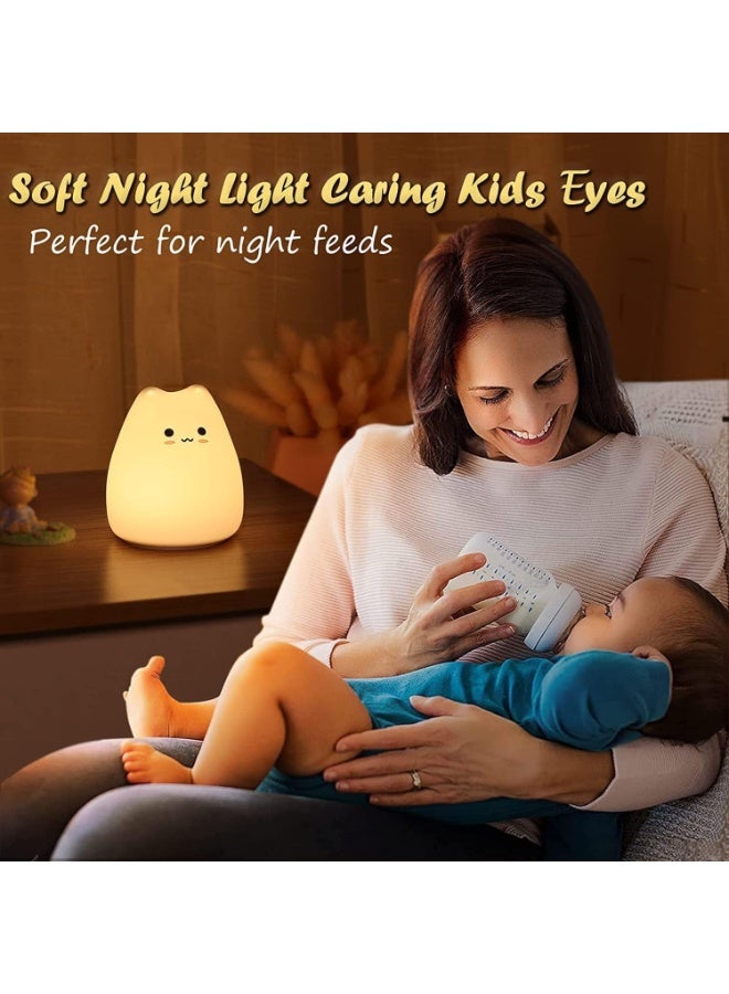 Cute Cat Night Light for Kids, Color Changing Silicone LED Night Lamp, Soft Touch Baby Nightlight with 7 Colors, Battery Operated Portable Light for Bedroom, Birthday Gift for Girls Boys - Image 4