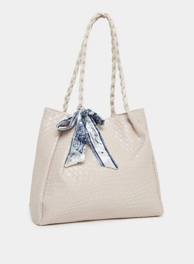 Styli Styli Rope Strap Shoulder Bag with Scarf Detail