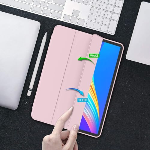 iMieet Case for iPad Pro 11 Inch (M5) 2025 /(M4) 2024 5th Gen, Trifold Stand Smart Cover with Pencil Holder and Soft TPU Back, Auto Wake/Sleep (Pink) - Image 5