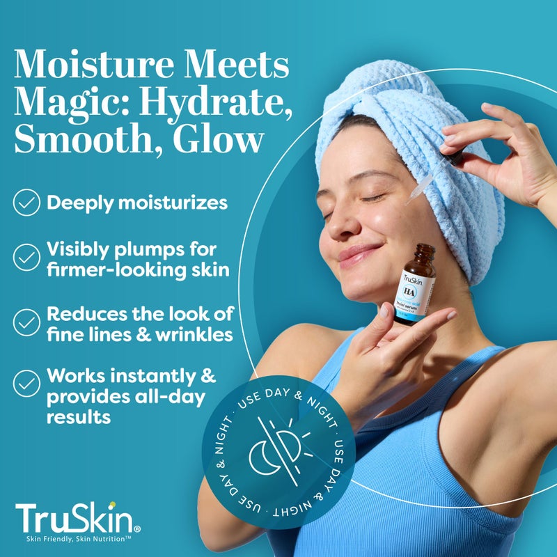TruSkin Hyaluronic Acid Serum for Face + 7 Ultra Hydrating Ingredients â€“ Best Face Serum for Moisturizing, Visibly Plumping Skin & Smoothing the Look of Fine Lines, 1 fl oz - Image 3