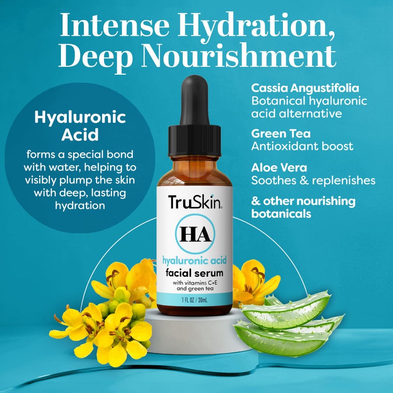 TruSkin Hyaluronic Acid Serum for Face + 7 Ultra Hydrating Ingredients â€“ Best Face Serum for Moisturizing, Visibly Plumping Skin & Smoothing the Look of Fine Lines, 1 fl oz - Image 2