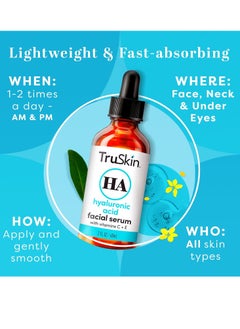 TruSkin Naturals Hyaluronic Acid Serum for Face + 7 Ultra Hydrating Ingredients – Best Face Serum for Moisturizing, Plumping & Smoothing of Fine Lines, 1 fl oz  - Image 4