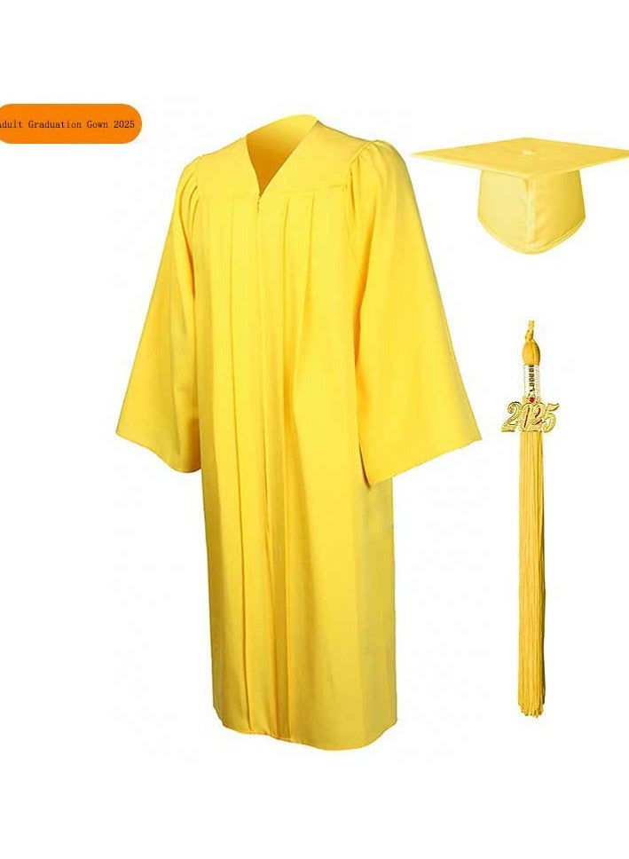 Loquat Middle High School College Graduation Gown Robe With Cap Yellow - Image 1