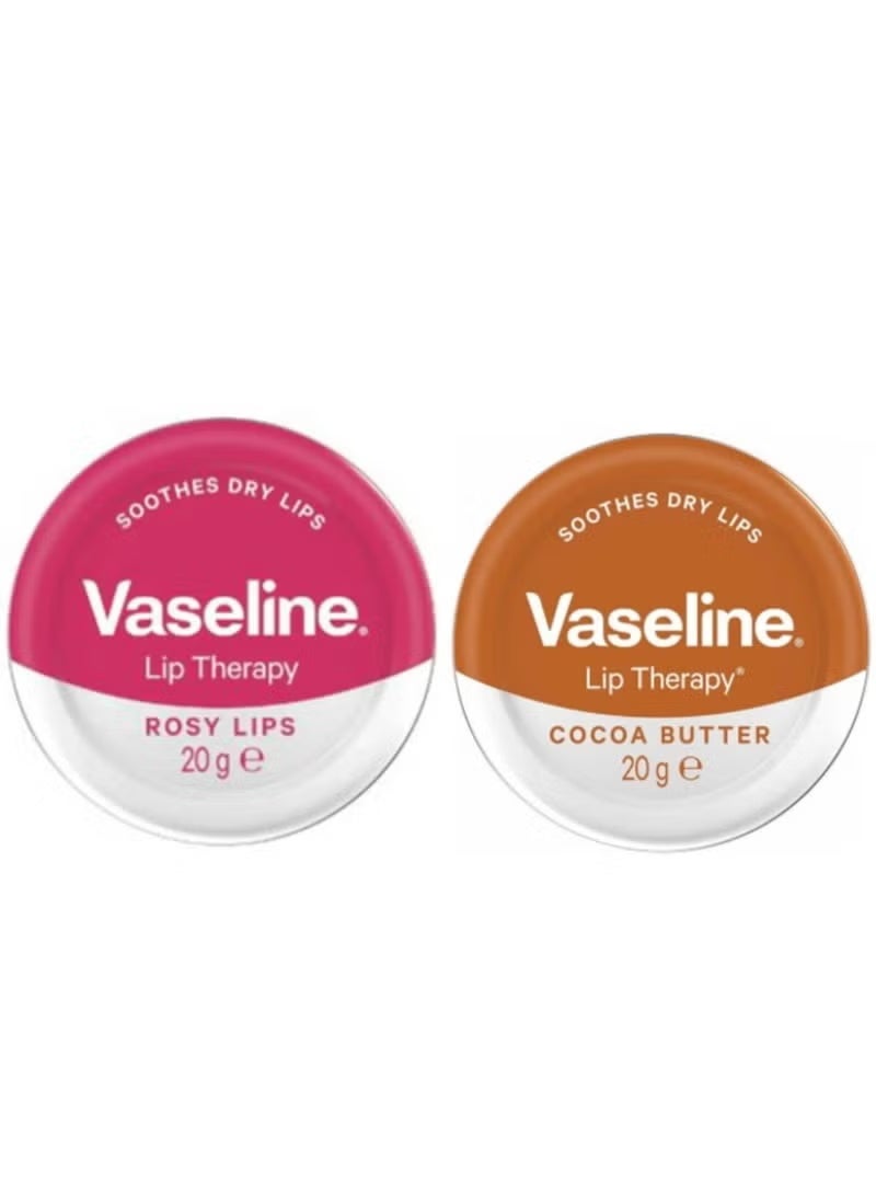 Vaseline Lip Therapy Rosy Lip Balm 20g + Vaseline Petroleum Jelly Cocoa Butter Lip Balm 20g - Image 1