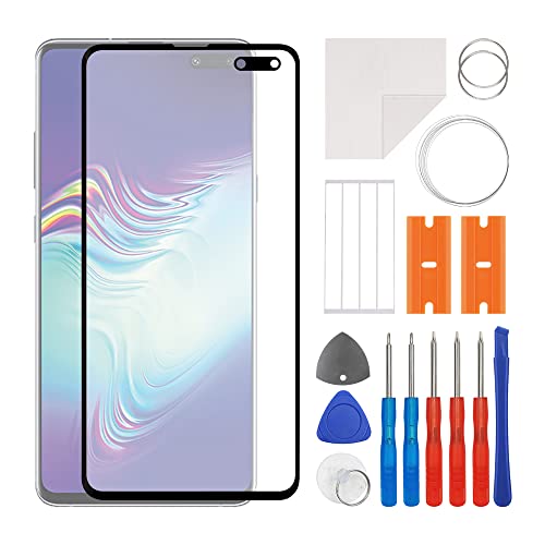 SWARK Front Screen Glass Outer Panel Lens Replacement +OCA Compatible with Samsung Galaxy S10 5G SM-G977 (Not fit for S10 4G)(No LCD Screen and Touch Digitizer) with Repair Kit - Image 1