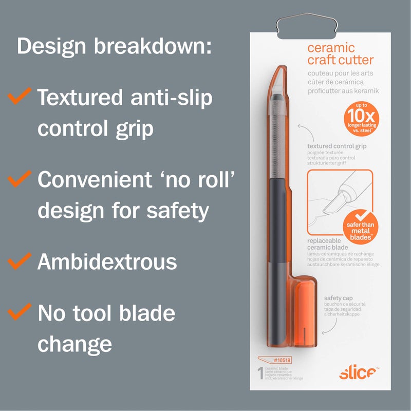 Slice 10518 Craft Knife, Finger-Friendly Edge, Safer Choice, Never Rusts, Lasts 11x Longer Than Steel, Precision Cutting (1 Pack) - Image 5