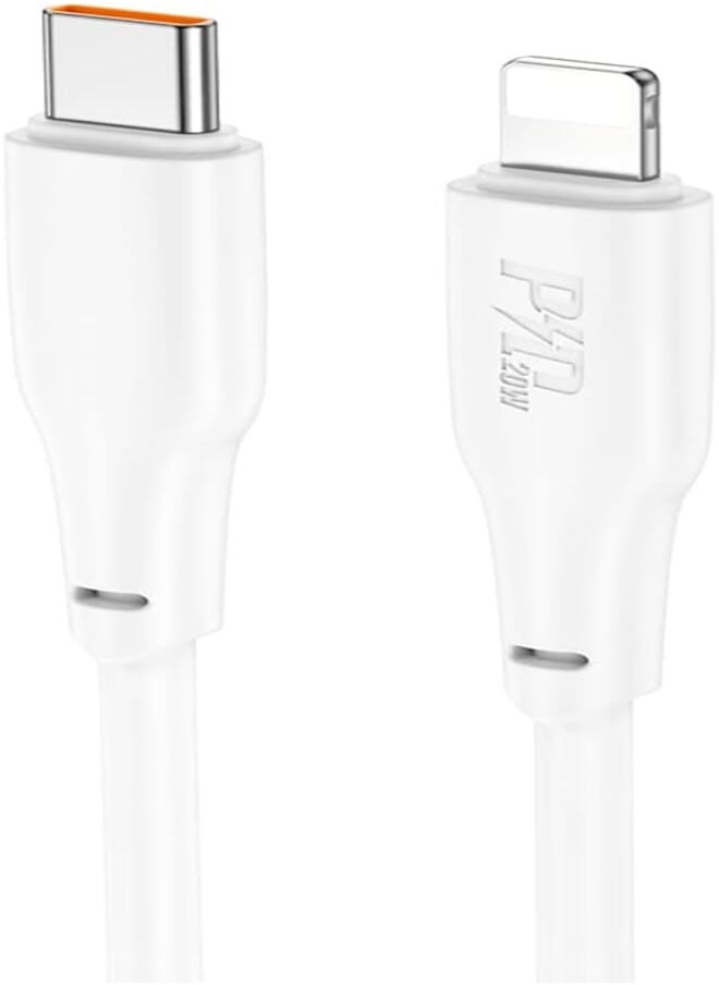 Hoco Hoco X93 - Force PD Fast Charging And Data Transmittion Cable (20W - 2M), USB-C To Lightning Plug, Compatible With Apple iPhone iPad Airpods - White 