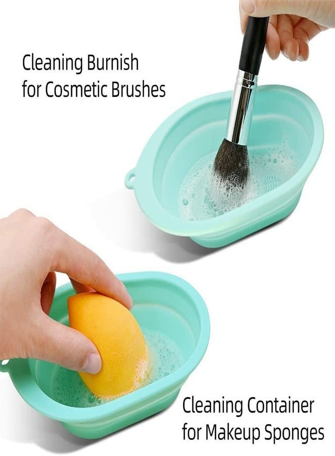 GBEX Makeup Brush Cleaning Mat, Silicone Makeup Brush Scrubber, Cosmetic Brush Cleaner, Brush Cleaning Pad, Foldable makeup brush cleaning Bowl (Multi Color) (Pack of 1) - Image 2