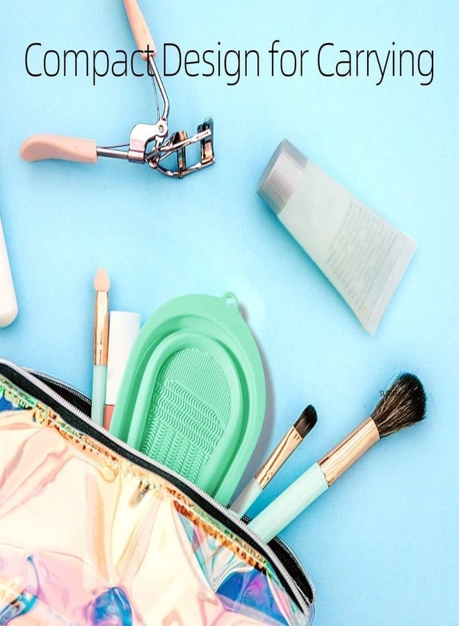 GBEX Makeup Brush Cleaning Mat, Silicone Makeup Brush Scrubber, Cosmetic Brush Cleaner, Brush Cleaning Pad, Foldable makeup brush cleaning Bowl (Multi Color) (Pack of 1) - Image 3