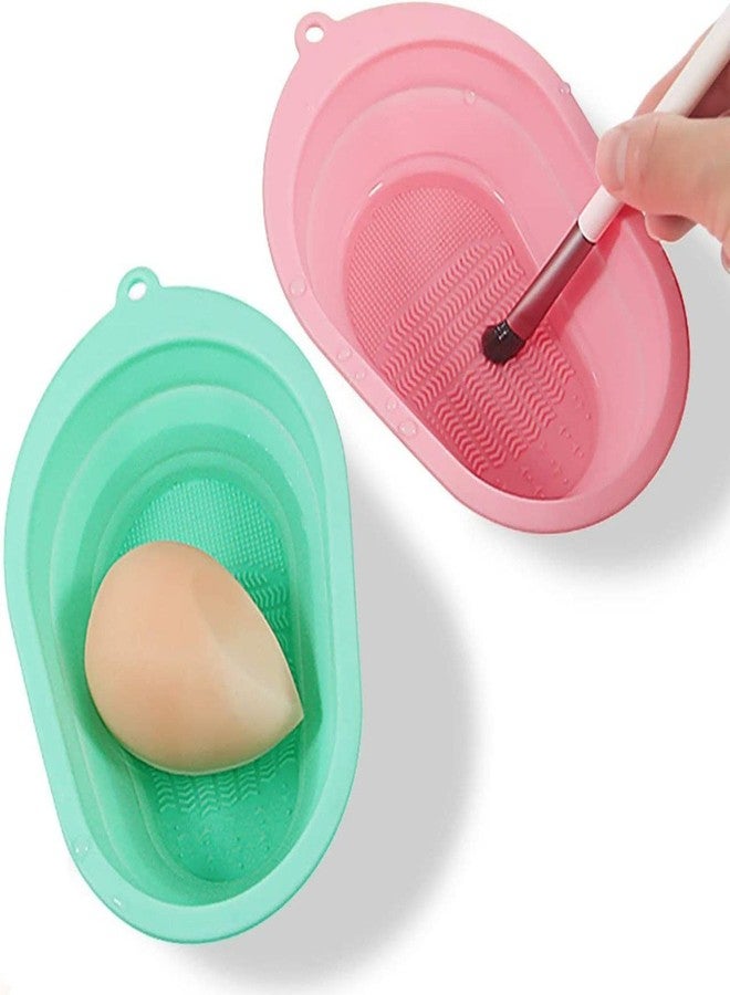 GBEX Makeup Brush Cleaning Mat, Silicone Makeup Brush Scrubber, Cosmetic Brush Cleaner, Brush Cleaning Pad, Foldable makeup brush cleaning Bowl (Multi Color) (Pack of 1) - Image 1