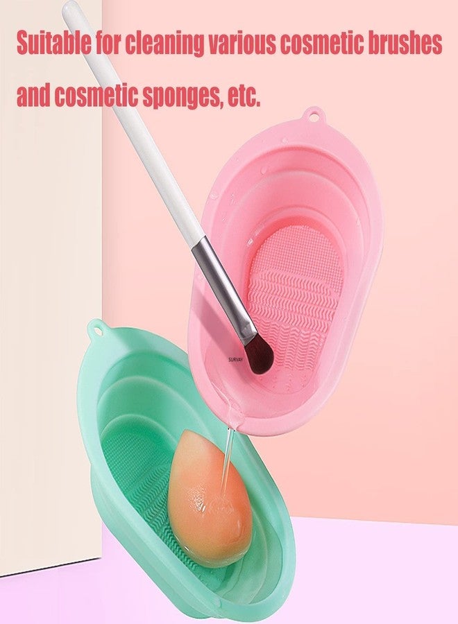 GBEX Makeup Brush Cleaning Mat, Silicone Makeup Brush Scrubber, Cosmetic Brush Cleaner, Brush Cleaning Pad, Foldable makeup brush cleaning Bowl (Multi Color) (Pack of 1) - Image 5